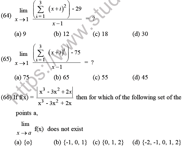 JEE Mathematics Limits Continuity And Differentiability MCQs Set B ...